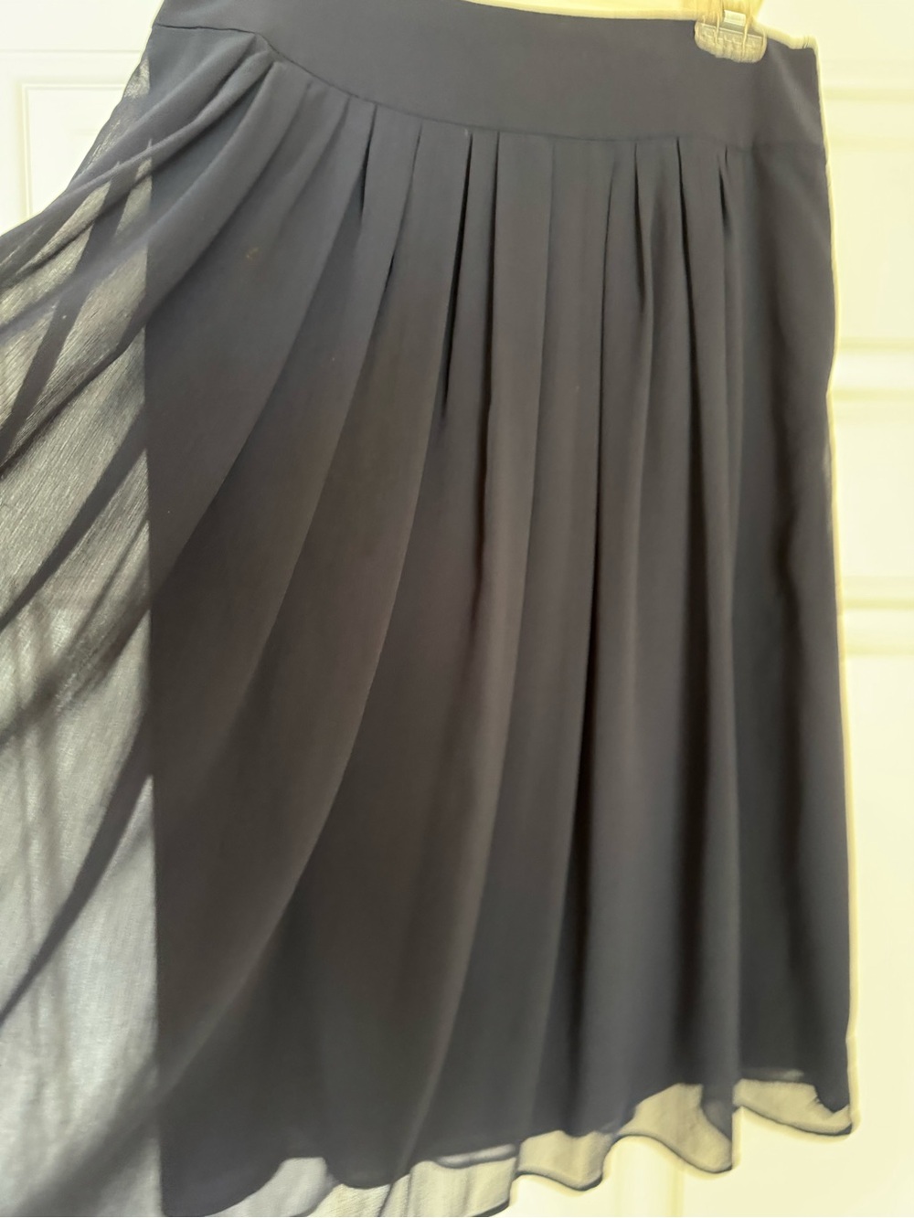 White House Black Market Navy Pleated Midi Skirt